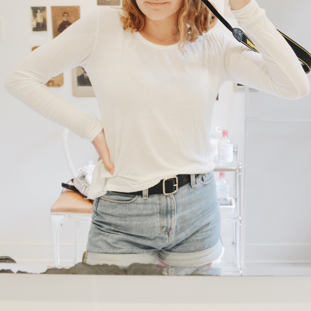 Long sleeved white Brandy Melville top